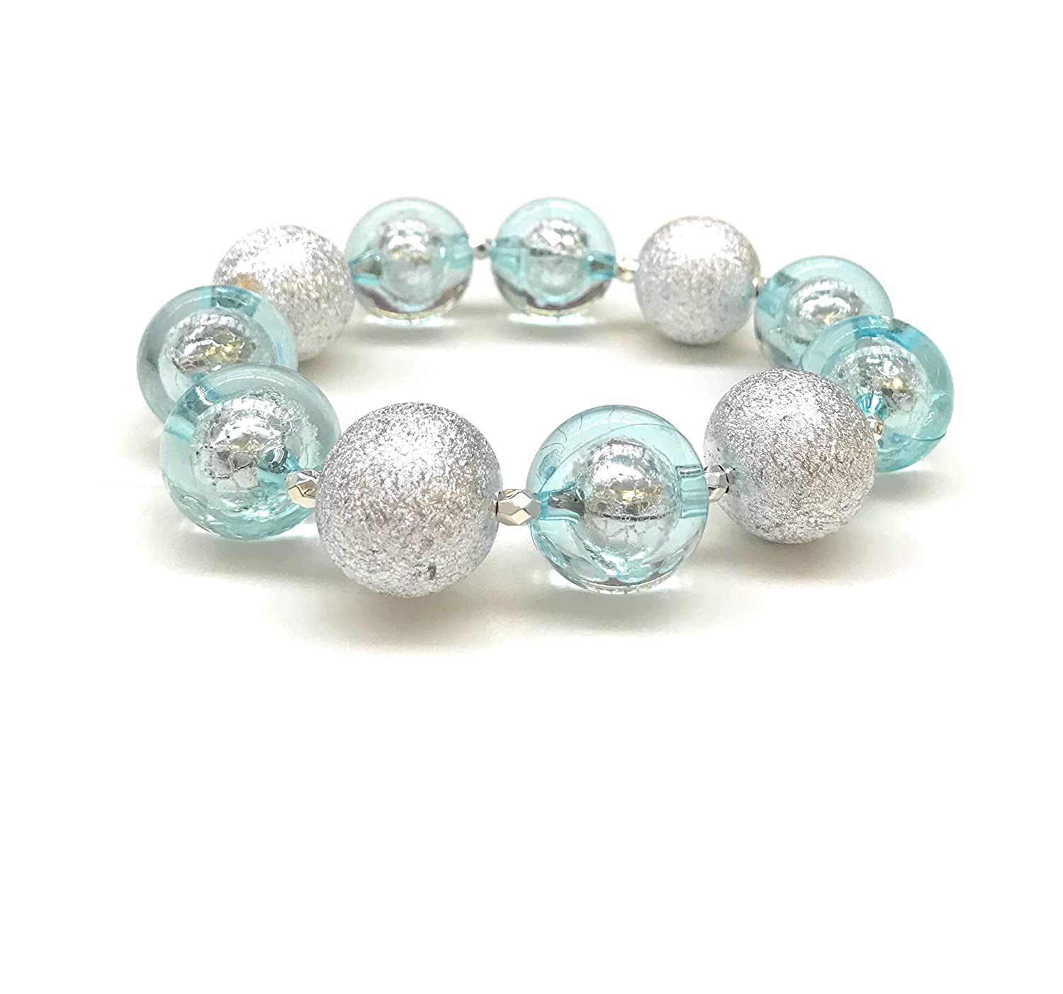 Beaded glass stretching bracelet sparkling accent spacer beads