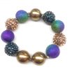 Purple Green and Gold Ombre Sparkle Beaded Stretch Bracelet - Image 2