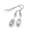 Grey Beaded Wire Wrapped Dangle Earrings Handmade