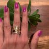 925 Sterling Silver,Brass Design Garnet Ring - Image 3