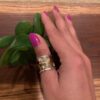 925 Sterling Silver,Brass Design Garnet Ring - Image 2