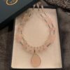 Rose Quartz Necklace, 2 layered Rose Quartz,Pink Agate Pendant,Silver plated Necklace.