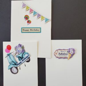 3 Pack handmade birthday cards